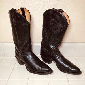Tony Lama 6971 Black Leather Cowboy Boots Men's USA Size 9 D
